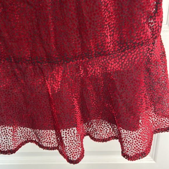 KARL LAGERFELD - Pindot Velvet tie-neck mini dress size 6 red and black - Picture 5 of 10